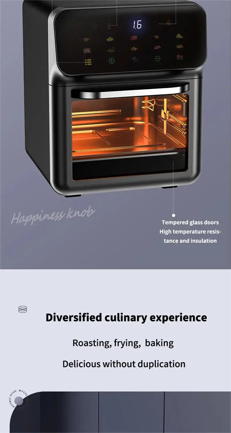 Friteuse ½Ç air ¹Èlectrique sans huile, machine ½Ç r?tir et ½Ç frire multifonctionnelle, ¹Ècran tactile LED visuel, grande capacit¹È, 10L, 1500W