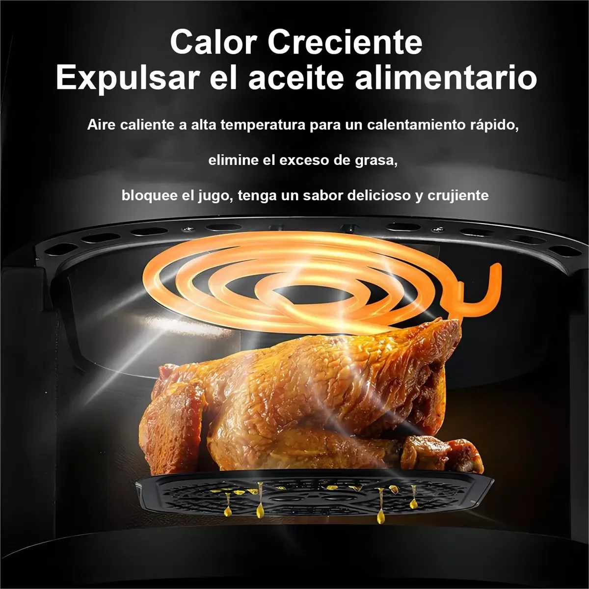 Friteuse ½Ç air domestique sans huile, Smart LED Touch, Friteuse ½Ç air, SubKRthermique, Cuisiniõ¹re, Frites jetables, 1400W, 8L, blanc