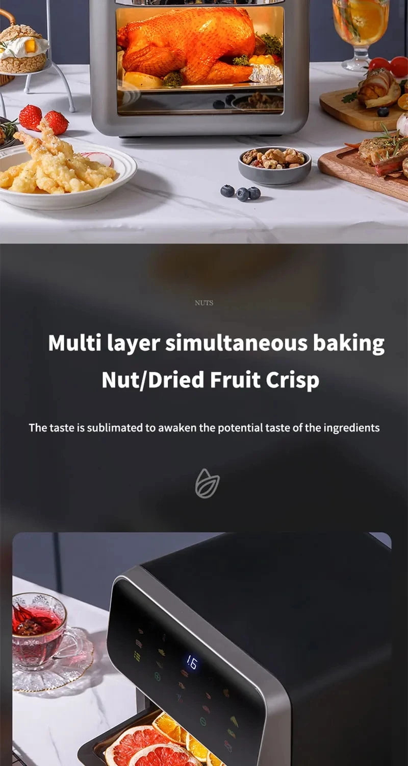 Friteuse ½Ç air ¹Èlectrique sans huile de grande capacit¹È, cuisine domestique automatique, four ½Ç convection de cuisson ½Ç 360 ¡«, friteuse profonde sans huile, 12L