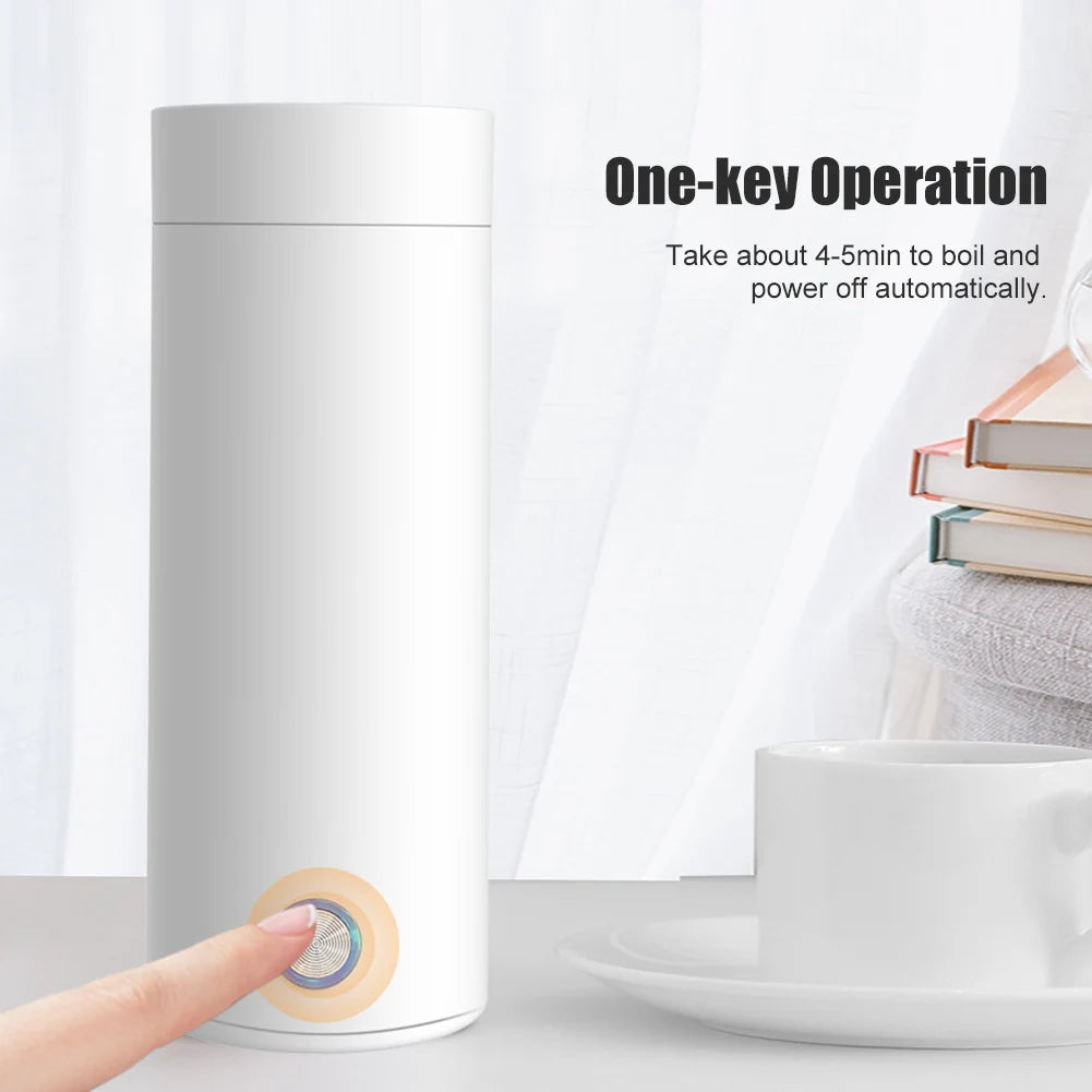 Bouilloire ¨¦lectrique de Voyage en Acier Inoxydable, Tasse Isol¨¦e Sous Vide, Arr¨ºt existent, Bouteille d'Eau, pour Th¨¦ et Caf¨¦, 400ml