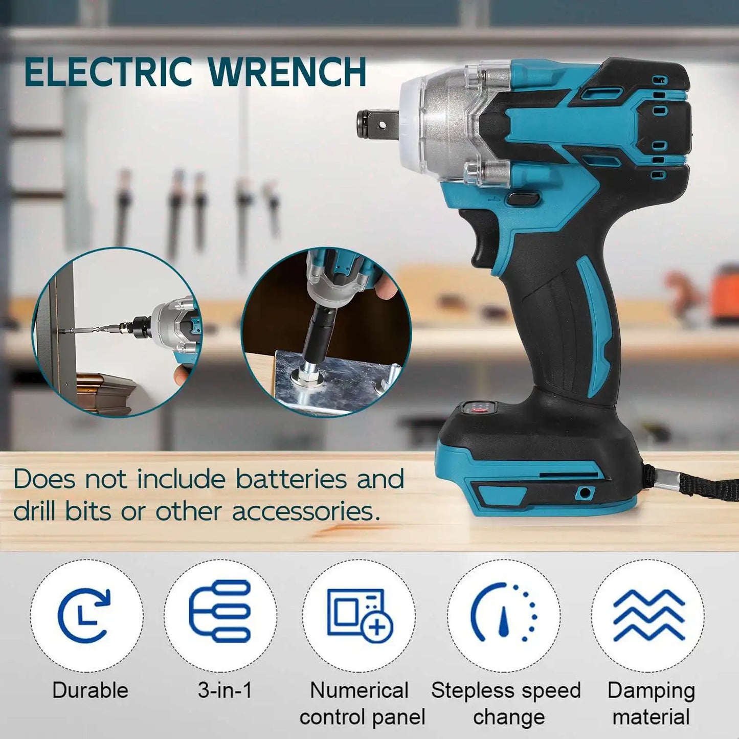 Perceuse ½Ç percussion ¹Èlectrique sans fil, sans balais, perceuse ½Ç main, outil ¹Èlectrique ½Ç douille, batterie Makita 18V, 520 N.M, 1/2"