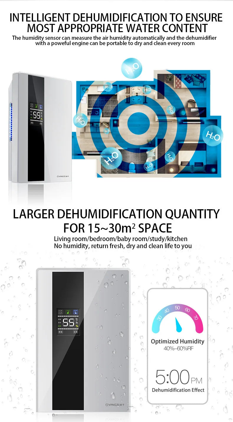 Purificateur d'air portable intelligent Premium, s¹Ècheur d'air, humidificateur silencieux, absorbeurs d'humidit¹È, 2 en 1, m¹Ènage, chambre, cuisine