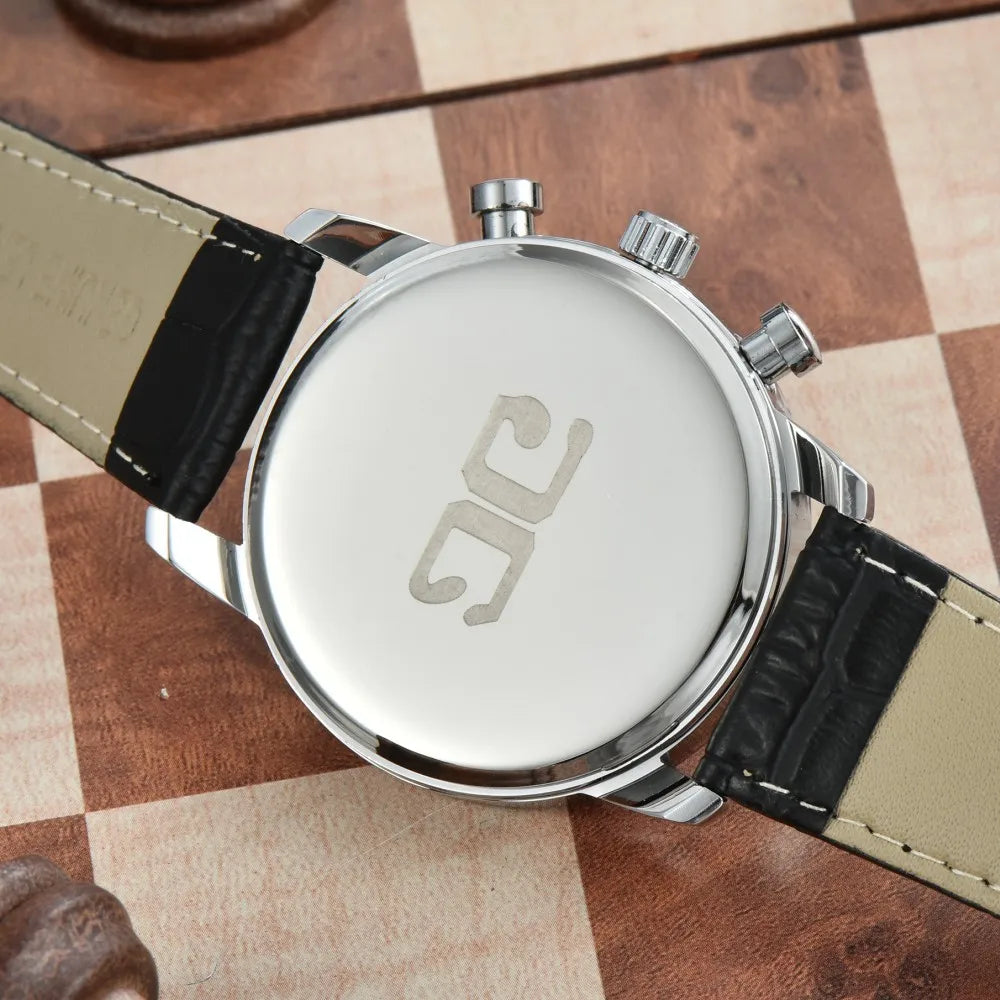 Montre-bracelet ¨¤ quartz avec bracelet en cuir pour homme, grand cadran, marque originale, cadeau de No?l, bijoux
