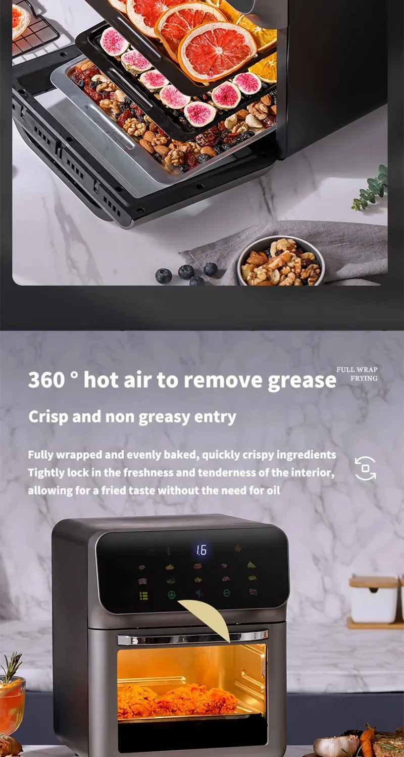 Friteuses ½Ç air ¹Èlectriques de grande capacit¹È, sans huile, cuisine domestique automatique, four ½Ç convection de cuisson ½Ç 360 ¡«, friteuse profonde sans huile, 10l