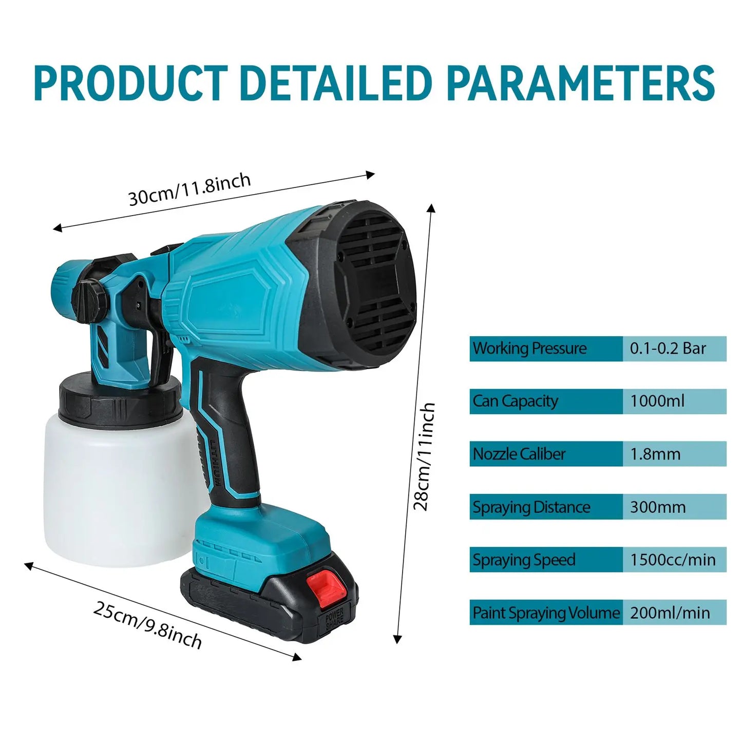 Pistolet pulv¨¦risateur ¨¦lectrique sans fil portable, pulv¨¦risateur de peinture domestique, a¨¦rographe de rev¨ºtement en acier pour meubles automobiles, batterie Makita 18V, 1000ml