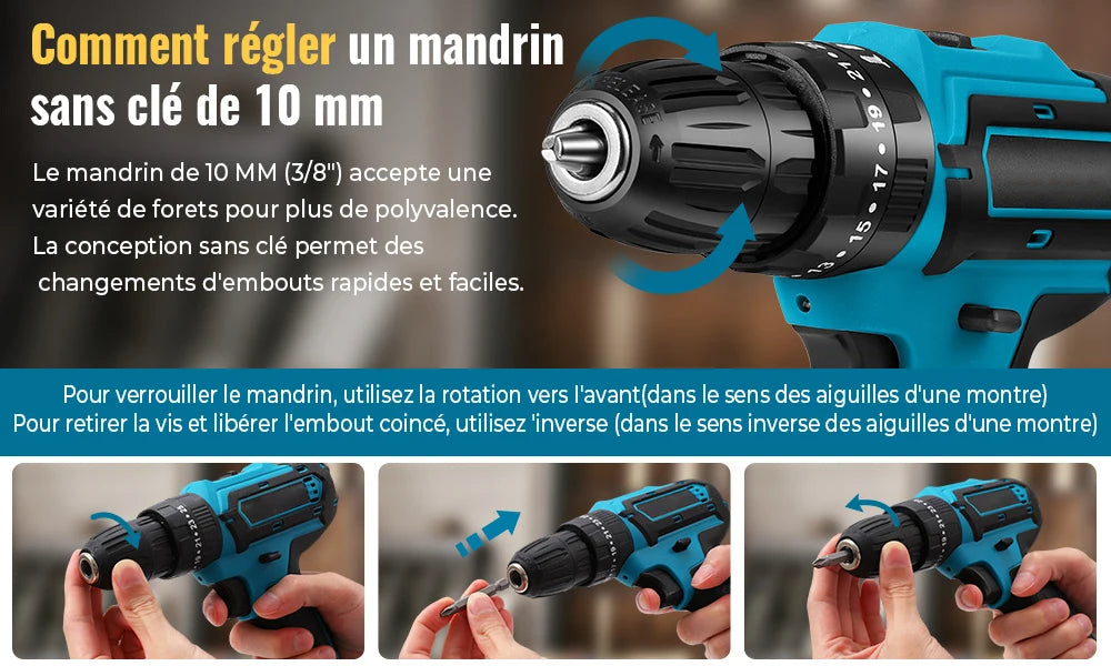 Tournevis sans fil ½Ç impact 28V, perceuses ½Ç grande vitesse, perceuse ½Ç batterie aste, perceuse domestique, outils ¹Èlectriques avec forets