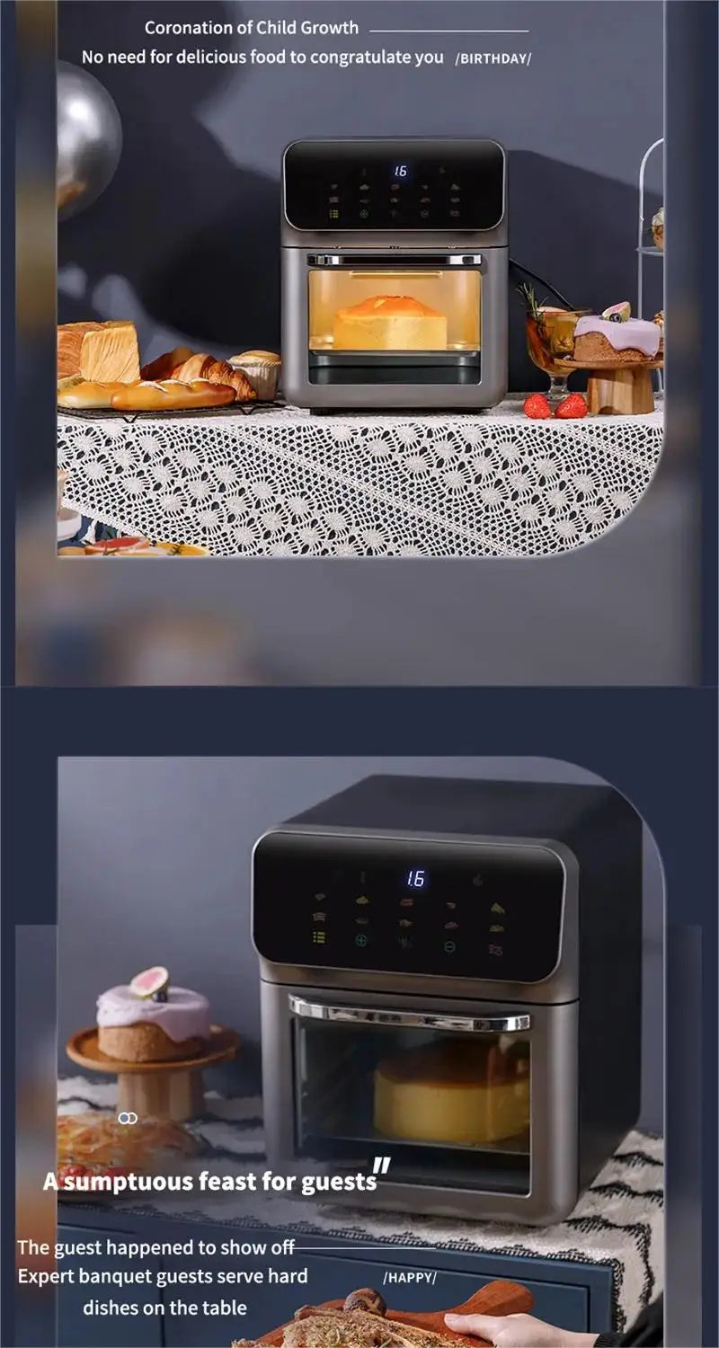 Friteuse ½Ç air ¹Èlectrique sans huile, machine ½Ç r?tir et ½Ç frire multifonctionnelle, ¹Ècran tactile LED visuel, grande capacit¹È, 10L, 1500W