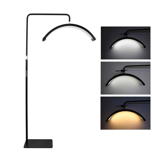 HD-M6X 36W LED Video Light Half-moon Shaped Fill Light 3200K-5600K Dimmable avec 180cm/teuse 9in Metal Light Stand