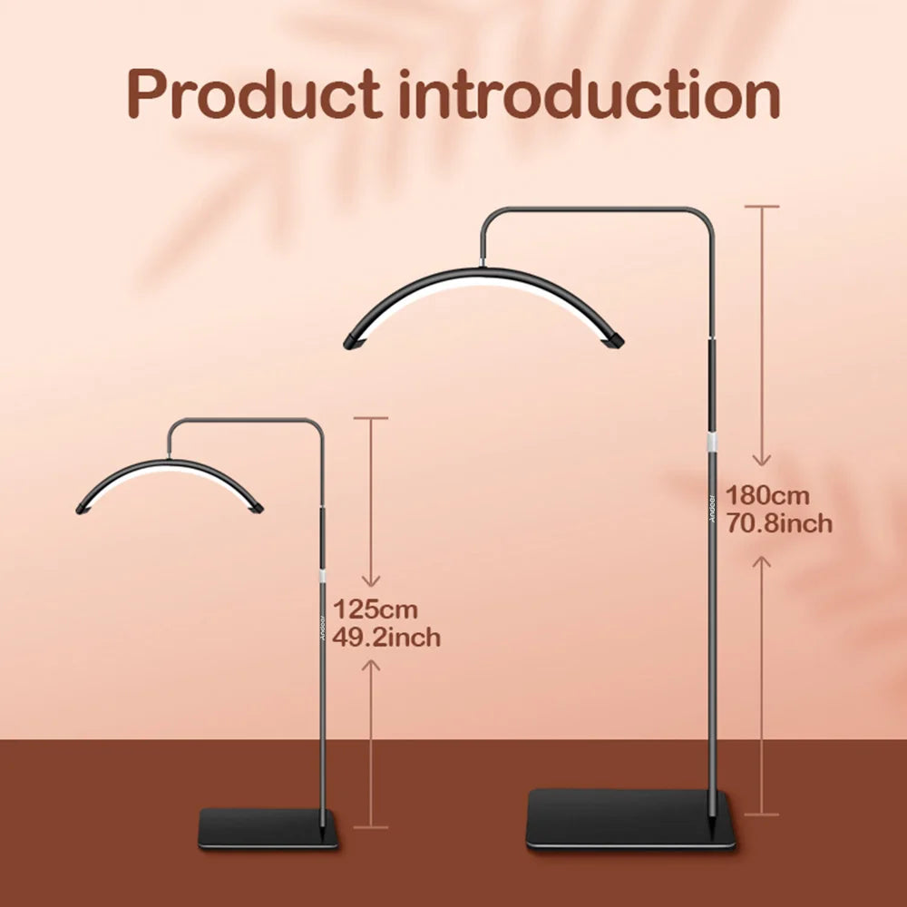 HD-M6X 36W LED Video Light Half-moon Shaped Fill Light 3200K-5600K Dimmable avec 180cm/teuse 9in Metal Light Stand