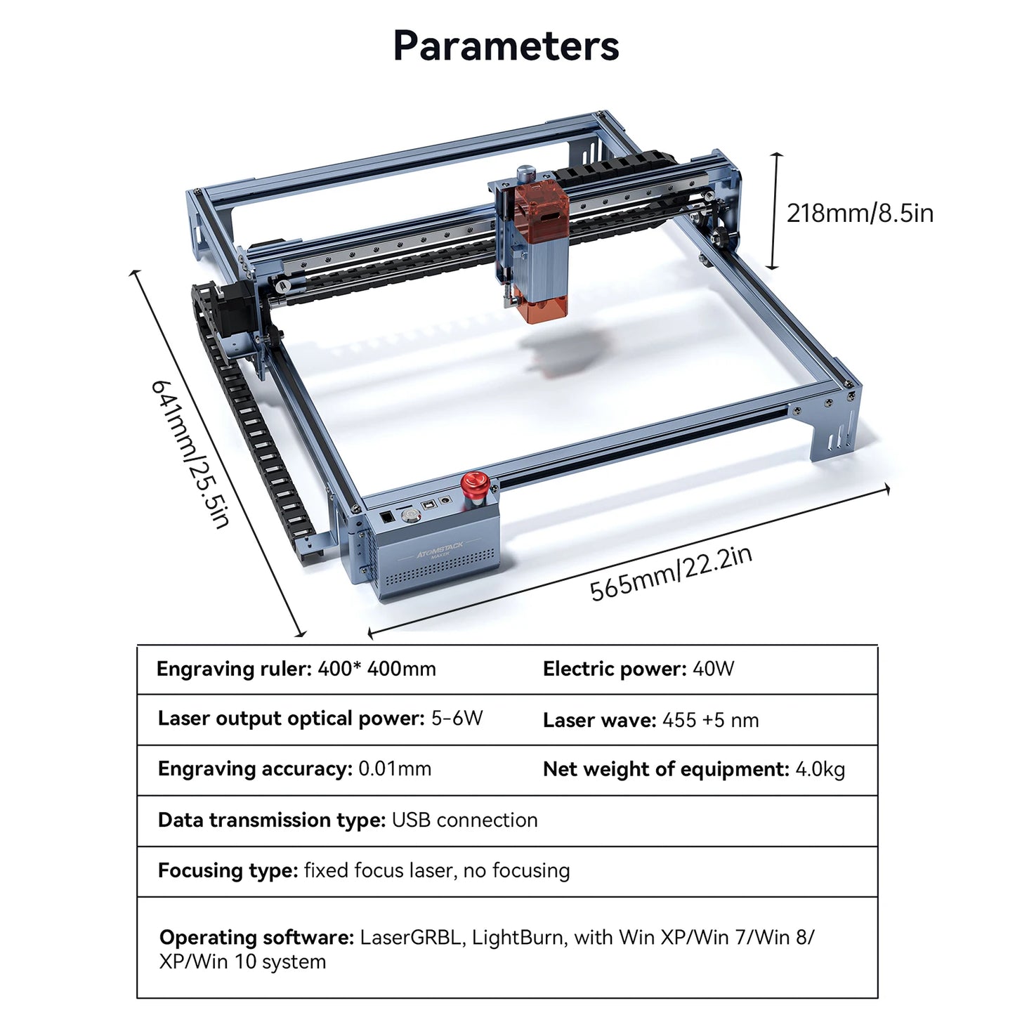 Graveur Laser A5 V2, Machine de D¹Ècoupe et de Gravure ½Ç Grande Vitesse, Mise au Point Partner Ultra-Mince, 6W, avec une Surface de 400x400mm