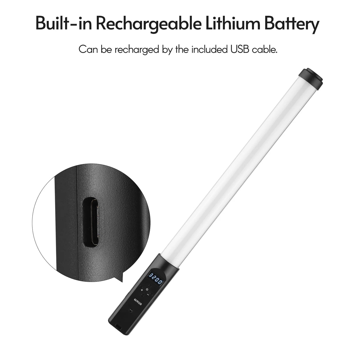 Baguette lumineuse vid¨¦o LED ¨¤ intensit¨¦ variable avec t¨¦l¨¦commande, d¨¦terminer RVB, tube lumineux, Vlog, diffusion en direct, photographie de portrait, 3200K-5500K