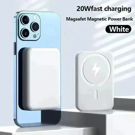 Banque d'alimentation magn¨¦tique sans fil, charge rapide, batterie externe, type C, 20W, 30001 mAh-50000 mAh, White Fast charge, iPhone 13, 14, 15, Xiaomi