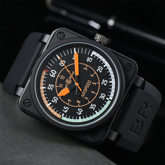 d'aviation ¨¦dition limit¨¦e bracelet en silicone carr¨¦ m¨¦canique automatique montre pour hommes Bracelet bijoux