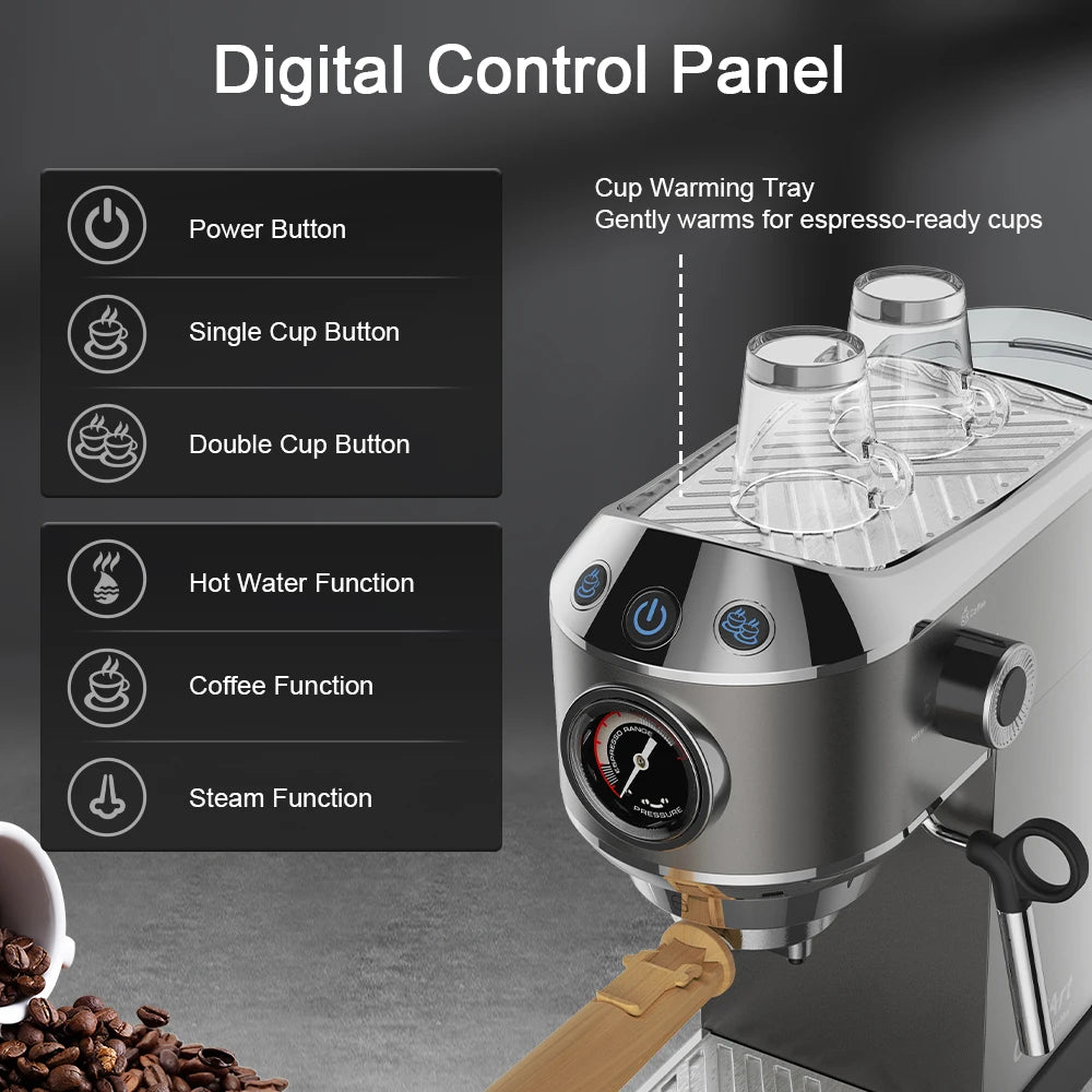 Machine ½Ç caf¹È en poudre semi-automatique, 20 bars, avec baguette de mousseur ½Ç vapeur de lait, pour expresso, cappuccino, latte et moka