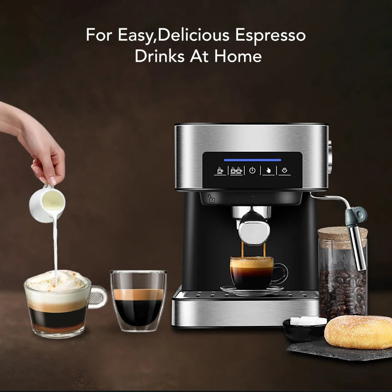 Machine ½Ç caf¹È expresso de type italien, machine avec mousseur ½Ç lait, baguette pour expresso, cappuccino, latte et moka, 20 bars