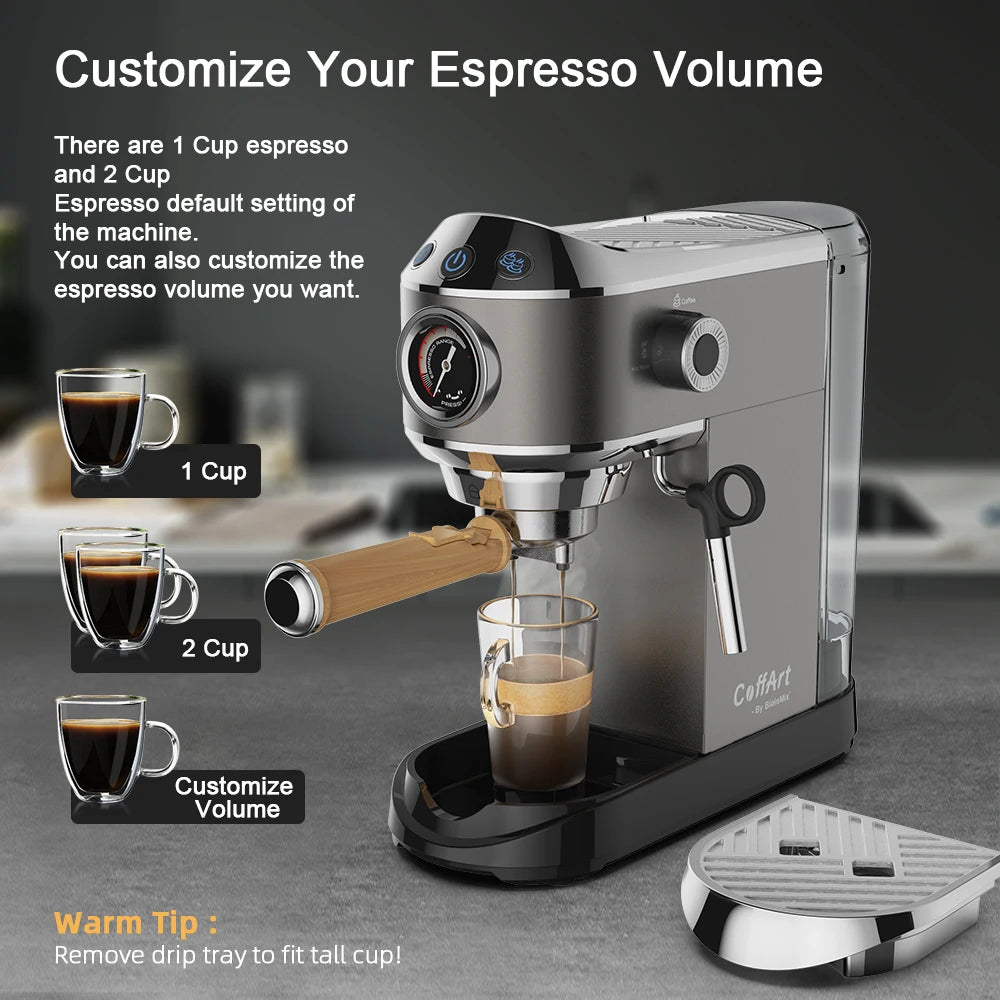 Machine ½Ç caf¹È semi-automatique 20 bars, avec baguette mousseuse ½Ç vapeur de lait, pour expresso, cappuccino, latte et moka