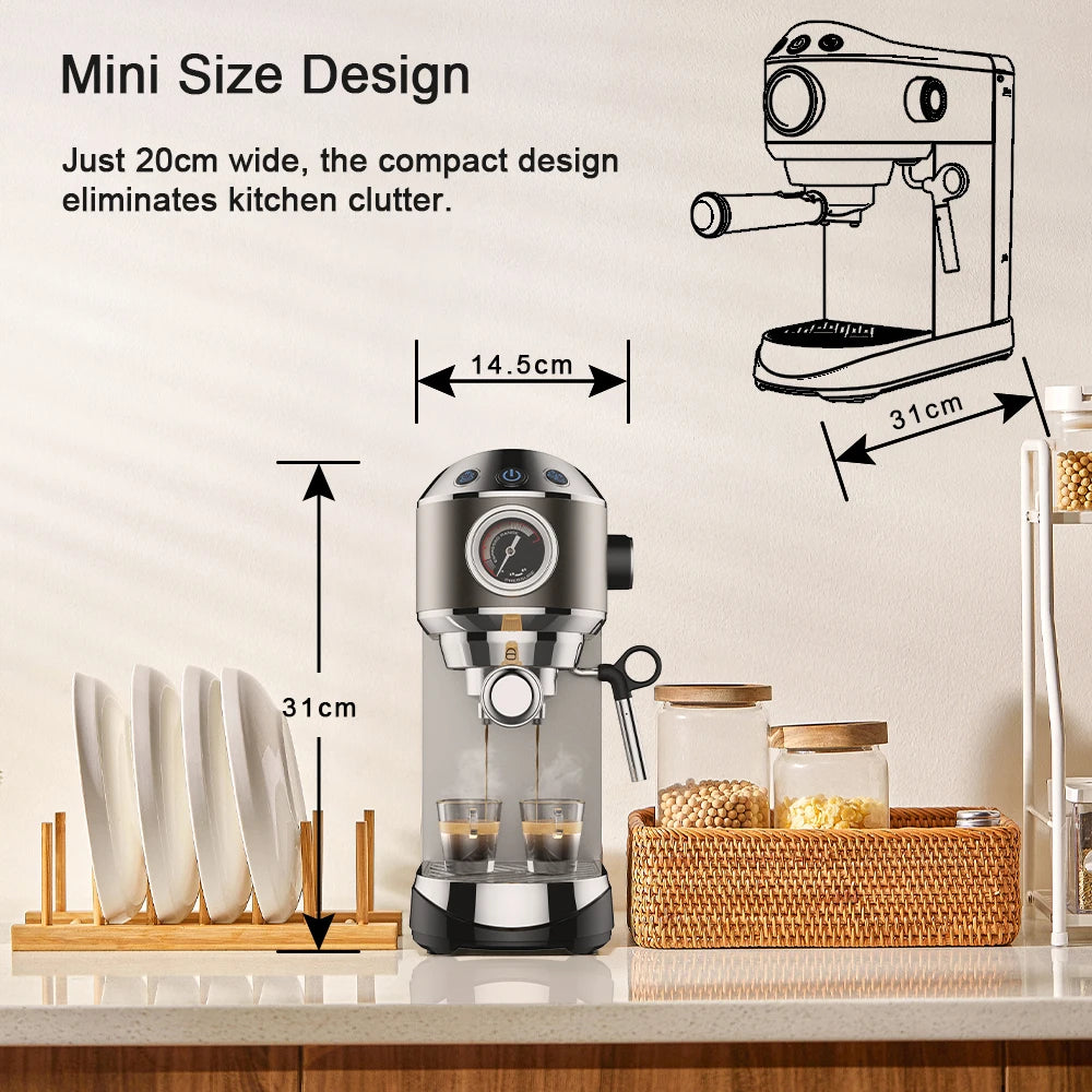 Machine ½Ç caf¹È semi-automatique 20 bars, avec baguette mousseuse ½Ç vapeur de lait, pour expresso, cappuccino, latte et moka