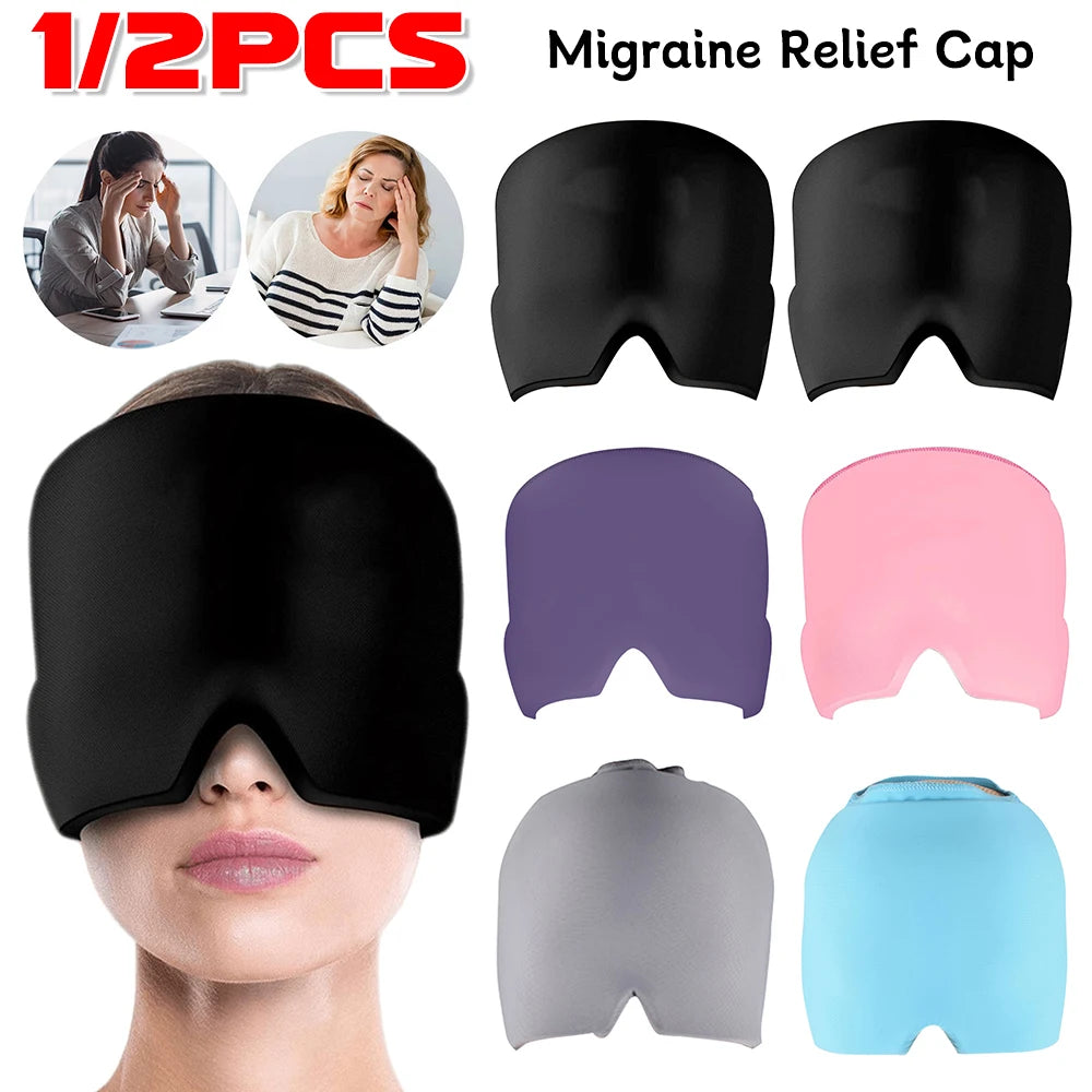 Bonnet de th¹Èrapie des instituts de migraine, compresse glac¹Èe, bonnet de refroidissement, tÄÇte ronde, masque pour les yeux, pression soulign¹Èe, gel