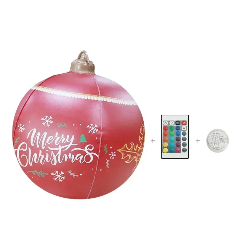 Boule D¹Ècorative Gonflable de No?l, en PVC, AngiLight Glow, Grandes D¹Ècorations IkTree, Jouet d'Ext¹Èrieur, 2025, 60cm
