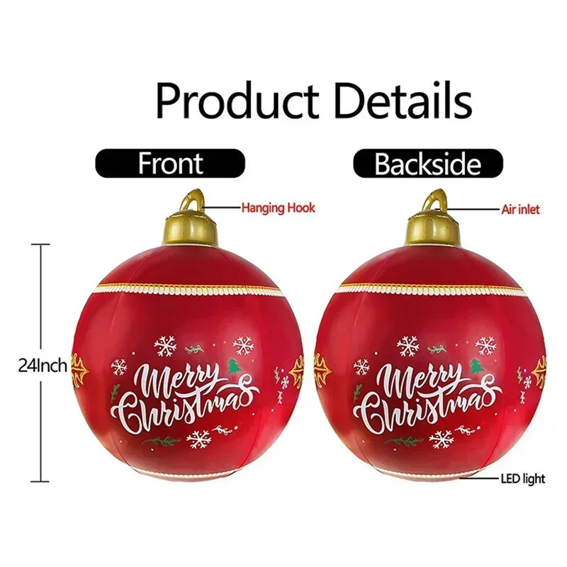 Boule D¹Ècorative Gonflable de No?l, en PVC, AngiLight Glow, Grandes D¹Ècorations IkTree, Jouet d'Ext¹Èrieur, 2025, 60cm