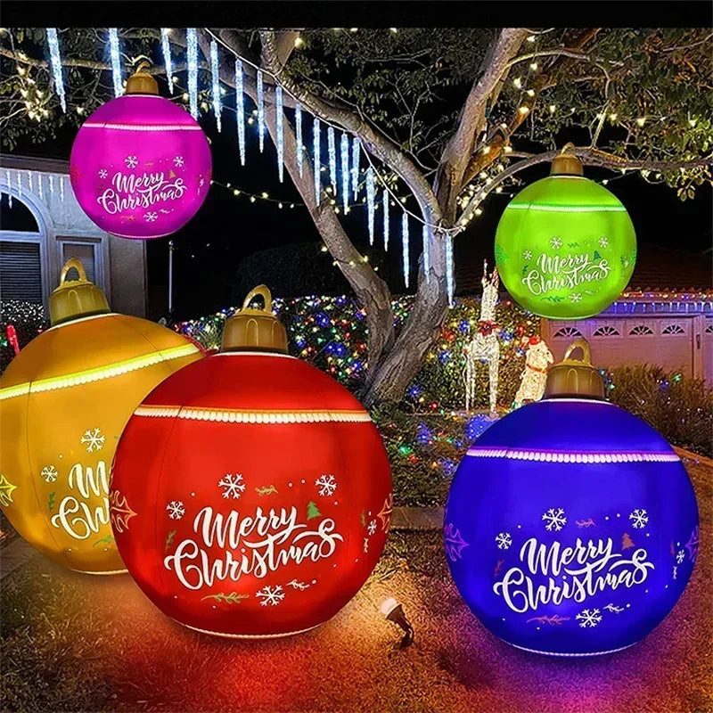 Boule D¹Ècorative Gonflable de No?l, en PVC, AngiLight Glow, Grandes D¹Ècorations IkTree, Jouet d'Ext¹Èrieur, 2025, 60cm
