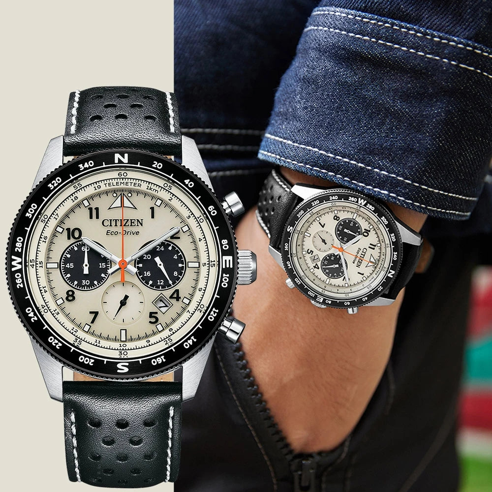 Montre ¨¤ Quartz avec Bracelet en Cuir pour Homme, Chronographe de dehors Professionnel, Cadeau de la Journ¨¦e de L¨¦on, Bracelet Bijoux