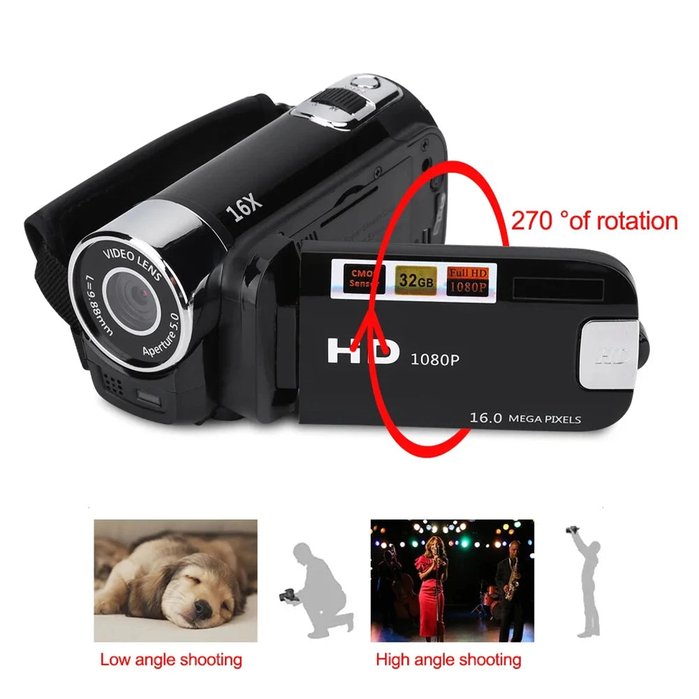 Cam¨¦ra vid¨¦o num¨¦rique avec vision nocturne et n'aime optique 16x, cam¨¦scope pour la prise de vue de vid¨¦os Vlogger, cam¨¦ra statique, 16m, 1080P