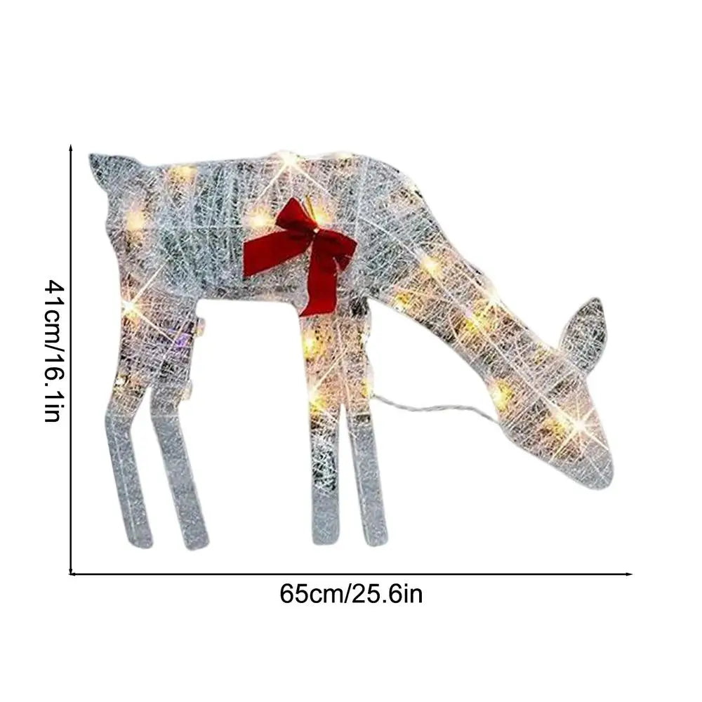 Cerf d'¹Èclairage de No?l avec cloche, arc, lumiõ¹re LED, paillettes scintillantes, renne, maison, ext¹Èrieur, d¹Ècoration de cour