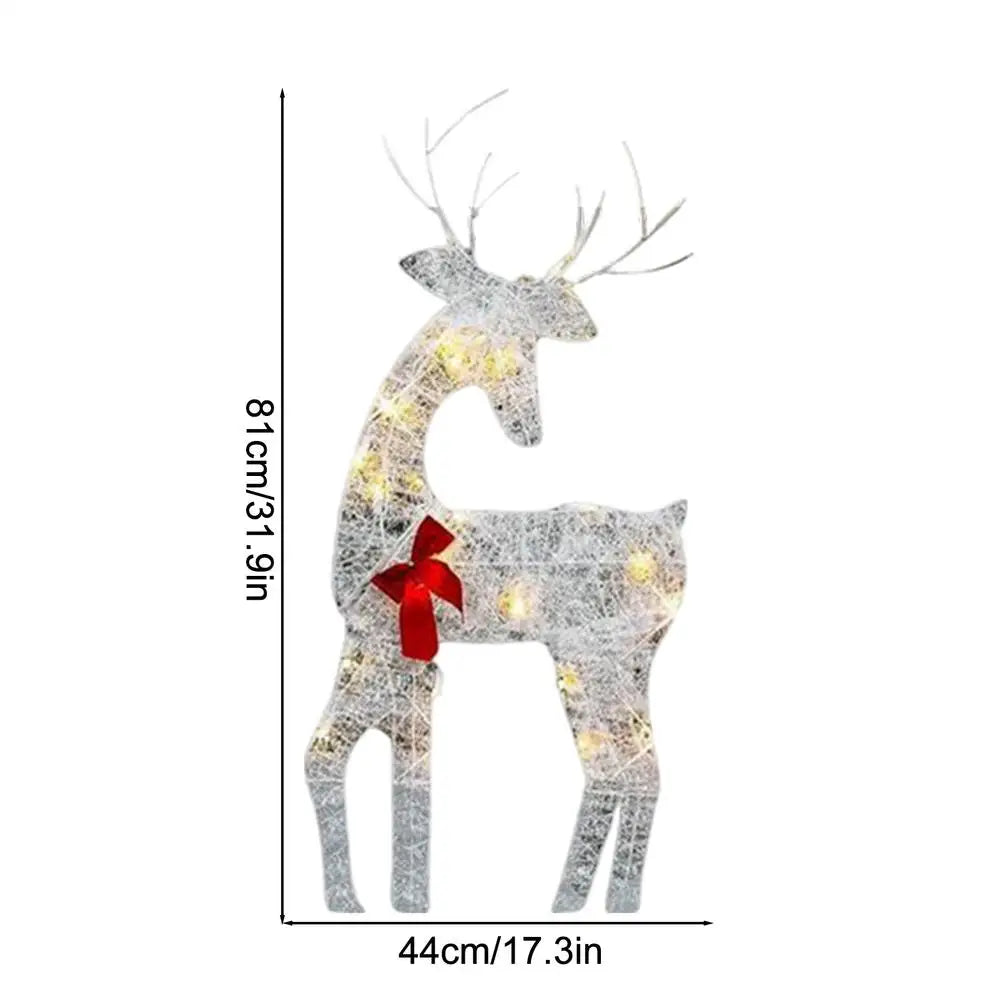 Cerf d'¹Èclairage de No?l avec cloche, arc, lumiõ¹re LED, paillettes scintillantes, renne, maison, ext¹Èrieur, d¹Ècoration de cour