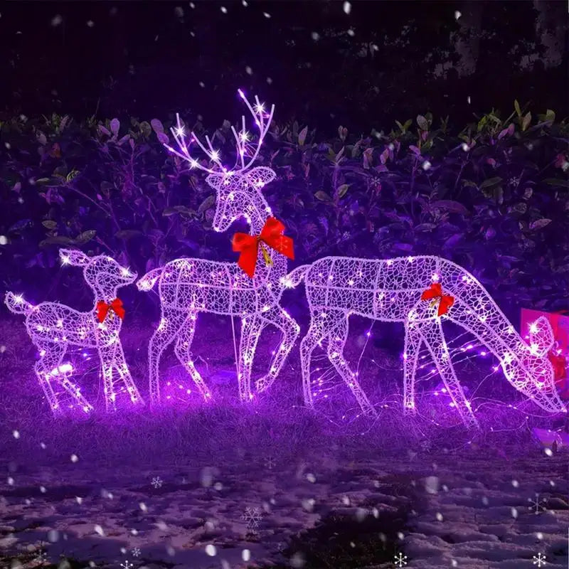 Cerf d'¹Èclairage de No?l avec cloche, arc, lumiõ¹re LED, paillettes scintillantes, renne, maison, ext¹Èrieur, d¹Ècoration de cour