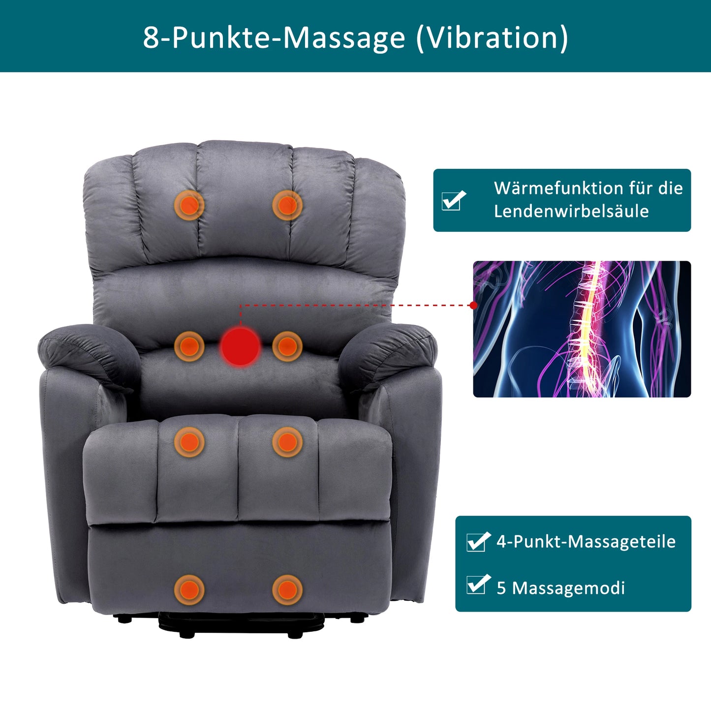 Chaises de relaxation et inclinables, chaise TV avec fonction inclinable, chaise personnalis¹Èe valide avec t¹Èl¹Ècommande, tissu inclinable