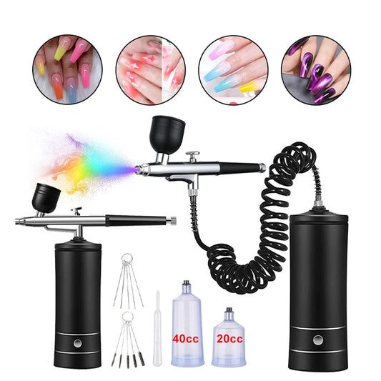 Mini pulv¨¦risateur de brouillard, kit de compresseur d'air, odor¨¤ peinture ¨¤ brosse ¨¤ air, a¨¦rographe pour nail art, tatouage, artisanat, odor¨¤ peinture ¨¤ gateau