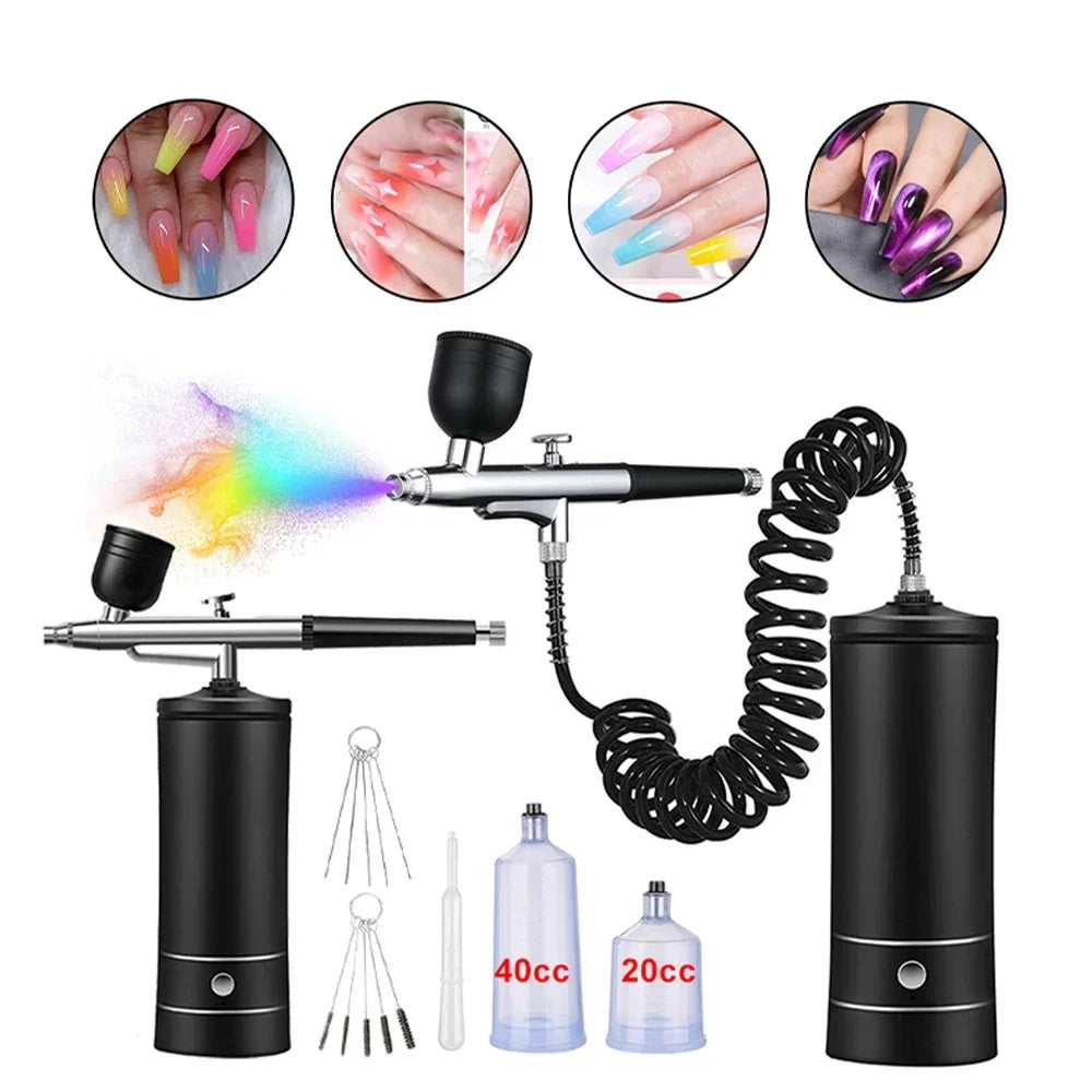 Mini pulv¨¦risateur de brouillard, kit de compresseur d'air, odor¨¤ peinture ¨¤ brosse ¨¤ air, a¨¦rographe pour nail art, tatouage, artisanat, odor¨¤ peinture ¨¤ gateau