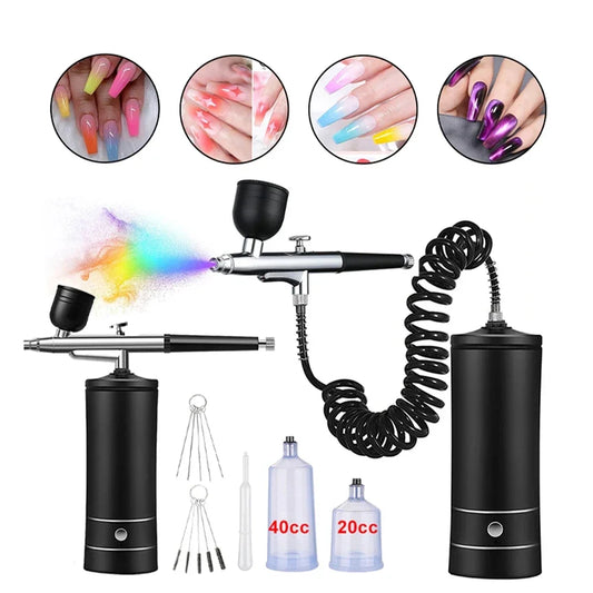 Mini pulv¨¦risateur de brouillard, kit de compresseur d'air, odor¨¤ peinture ¨¤ brosse ¨¤ air, a¨¦rographe pour nail art, tatouage, artisanat, odor¨¤ peinture ¨¤ gateau