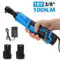 Cl¹Ès ½Ç cliquet ½Ç angle droit rechargeables, ensemble d'outils de r¹Èparation de voiture, sans fil, ¹Èlectriques, impact, 18V, 3/8 pouces, 100Nm