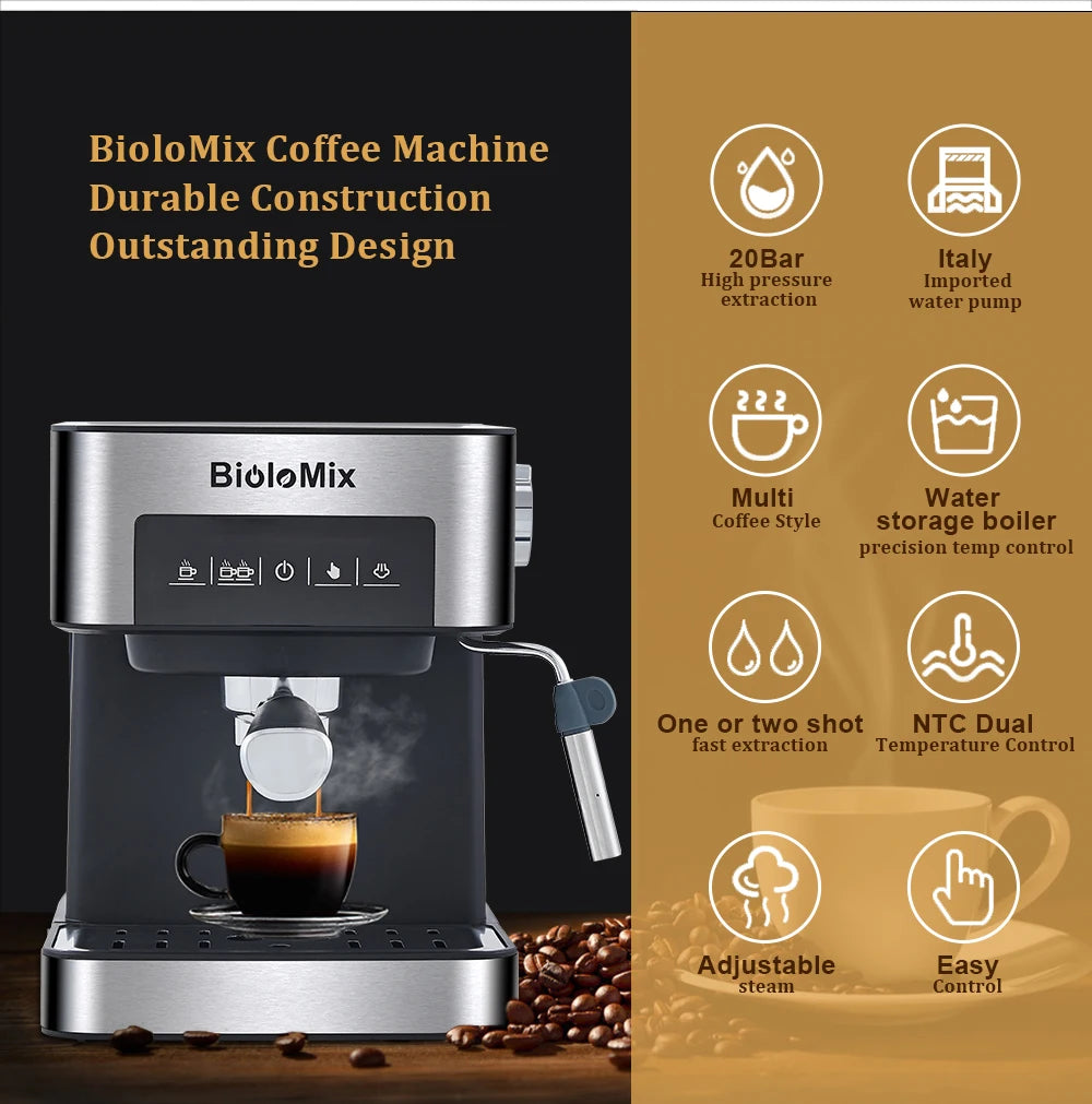 Machine ½Ç caf¹È expresso de Type italien, 20 bars, avec mousseur ½Ç lait, pour expresso, Cappuccino et moka