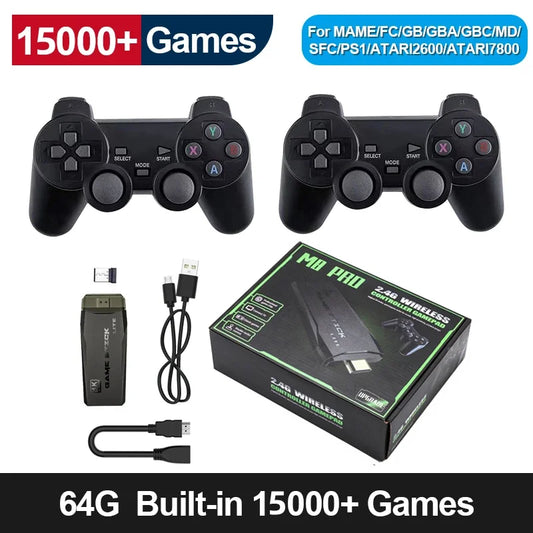 Console de jeu vid¨¦o avec double manette sans fil, 2.4 Go, 4K, 15000 jeux,  64 Go,  jeux r¨¦tro pour PS1, GBA, cadeau de No?l