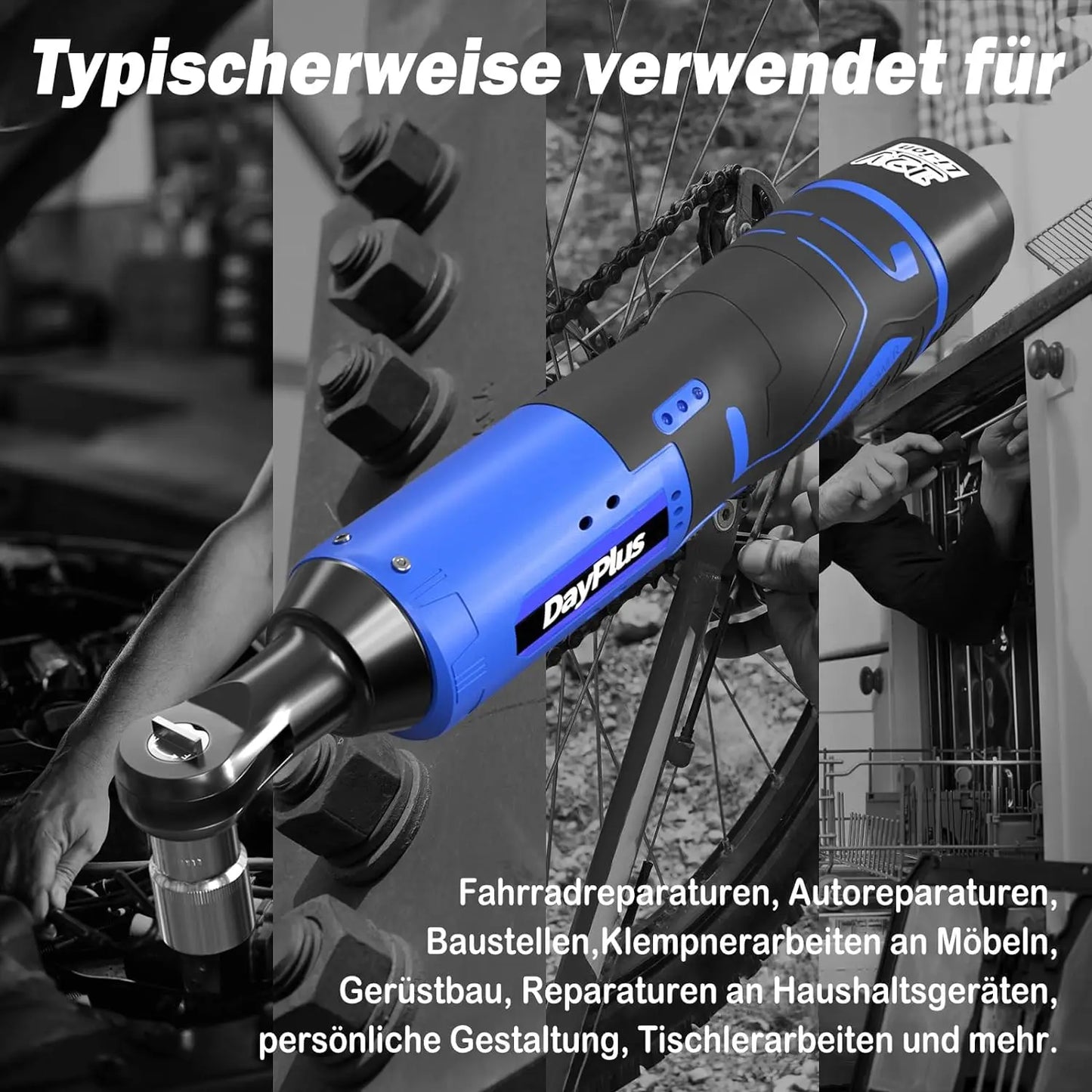 Cl¹È ½Ç Cliquet Sans Fil 12V 3/8'' Couple 40 N.M Avec 2*1500mAh Et Cl¹È ½Ç Cliquet ¹Èlectrique ½Ç Chargement Rapide Pour Les R¹Èparations Automobiles l'assemblage De Meubles Et l'entretien De La Plomberie