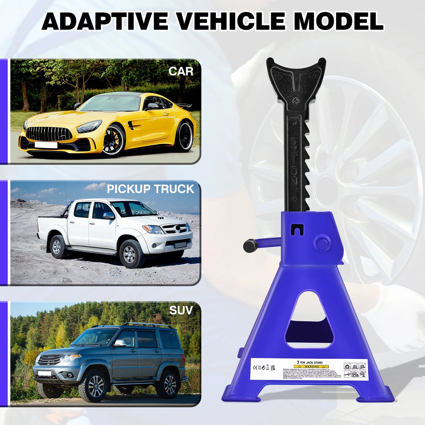 Supports d'appellation en acier pour voiture et camionnette, outil de levage de r¨¦paration, support de cric, plage r¨¦glable ¨¤ 9 ¨¦tages,290-430mm, 2 pi¨¨ces, 3