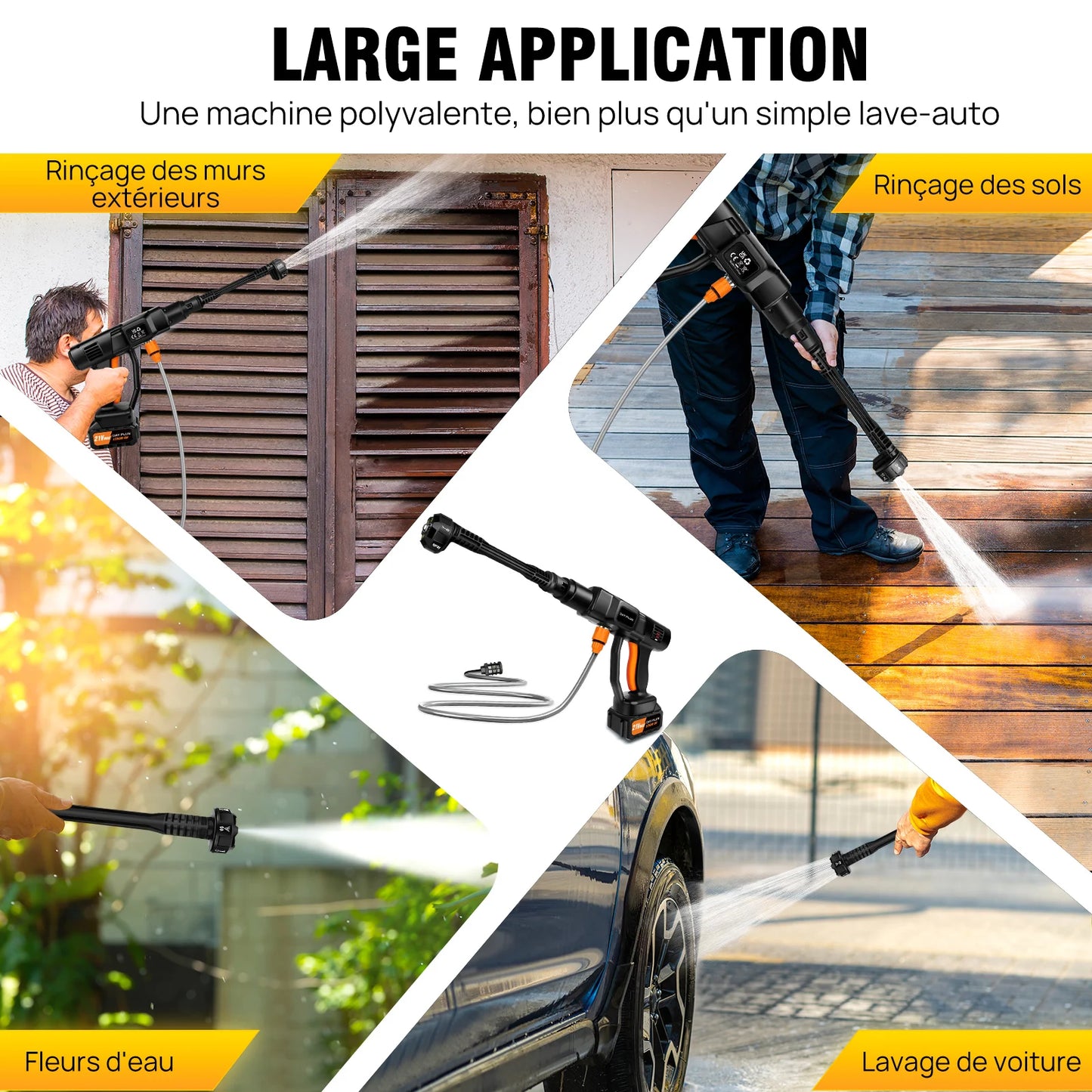 sans fil Nettoyeur haute pression portable voiture ¨¦lectrique nettoyeur 3.0ah jardin plancher batterie, 150bar