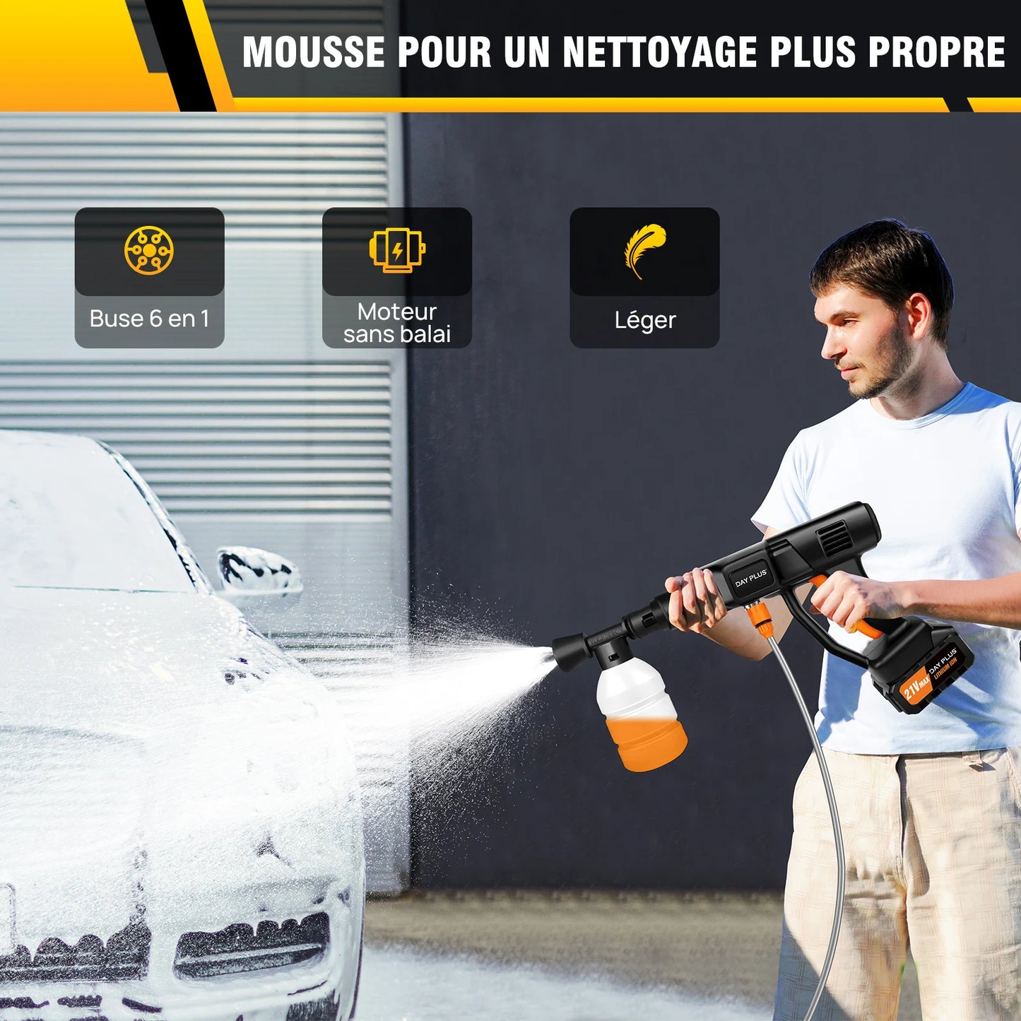 sans fil Nettoyeur haute pression portable voiture ¨¦lectrique nettoyeur 3.0ah jardin plancher batterie, 150bar