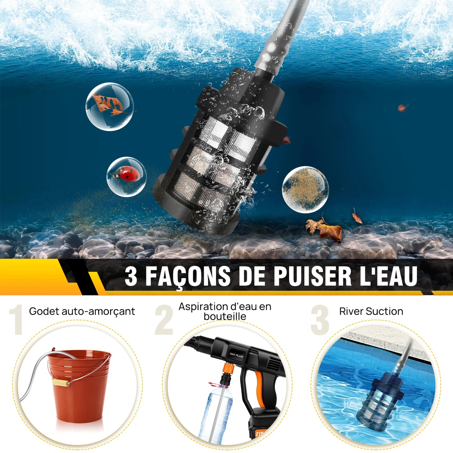 sans fil Nettoyeur haute pression portable voiture ¨¦lectrique nettoyeur 3.0ah jardin plancher batterie, 150bar
