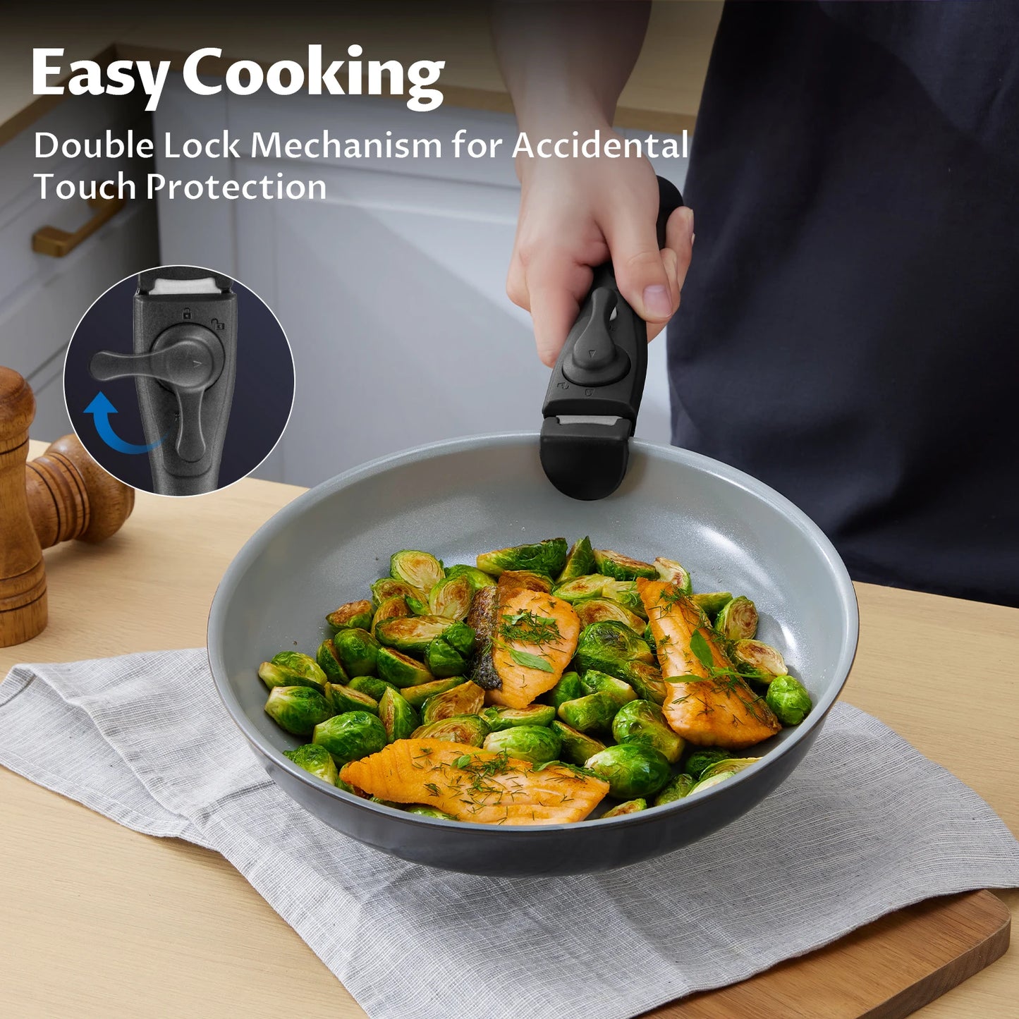 Ensemble d'U?de Cuisine ½Ç Induction avec RevÄÇtement C¹Èramique Sain, Casseroles et PoÄÇles Antiadh¹Èsives avec Poign¹Èes Amovibles, 13 Piõ¹ces
