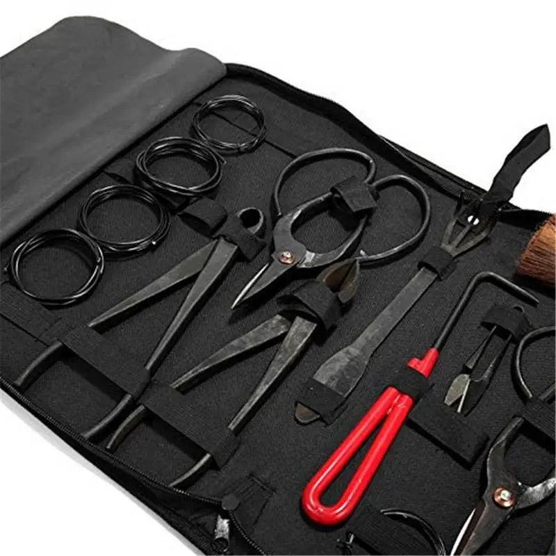 Ensemble d'outils en acier au carbone pour bonsa?, kit de ciseaux multifonctions, outils de taille de jardin, ¹Ètui en nylon, outils de style bonsa?, 10 piõ¹ces