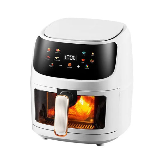 Friteuse ½Ç air domestique sans huile, Smart LED Touch, Friteuse ½Ç air, SubKRthermique, Cuisiniõ¹re, Frites jetables, 1400W, 8L, blanc
