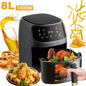 Friteuse ½Ç air intelligente avec ¹Ècran LCD, 8L, 1400W, grande capacit¹È, friteuse ½Ç air, four, frites, r?ti, jetable, qualit¹È alimentaire