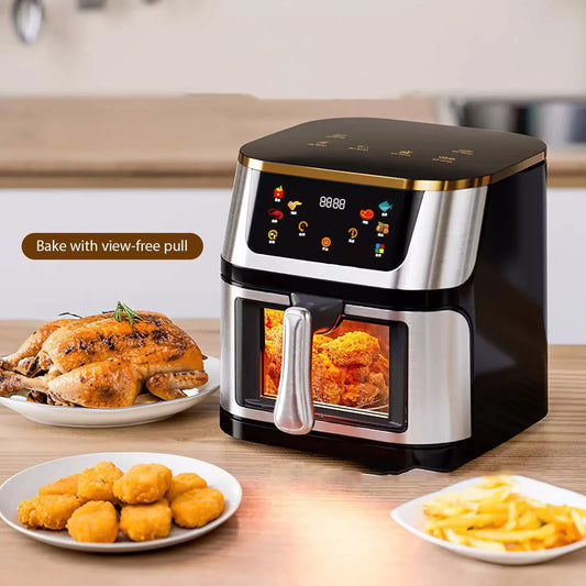 Friteuse ½Ç air ¹Èlectrique de grande capacit¹È, four ½Ç air multifonction, ¹Ècran tactile LED, haute temp¹Èrature, visuel, acier inoxydable, 12L, 210 ¡Í