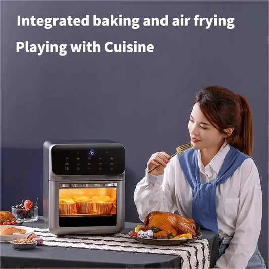 Friteuse ½Ç air ¹Èlectrique de grande capacit¹È, sans huile, automatique, m¹Ènage, cuisine, four ½Ç convection de cuisson 360, 12l