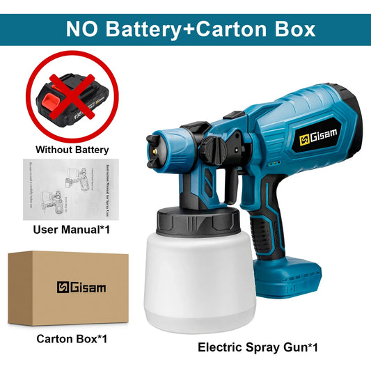 Pistolet pulv¨¦risateur ¨¦lectrique sans fil pour Makita, No Battery Blue,pulv¨¦risateur de peinture domestique, a¨¦rographe ¨¤ rev¨ºtement en acier pour meubles automobiles, batterie 18V, HVLP, 1000ml