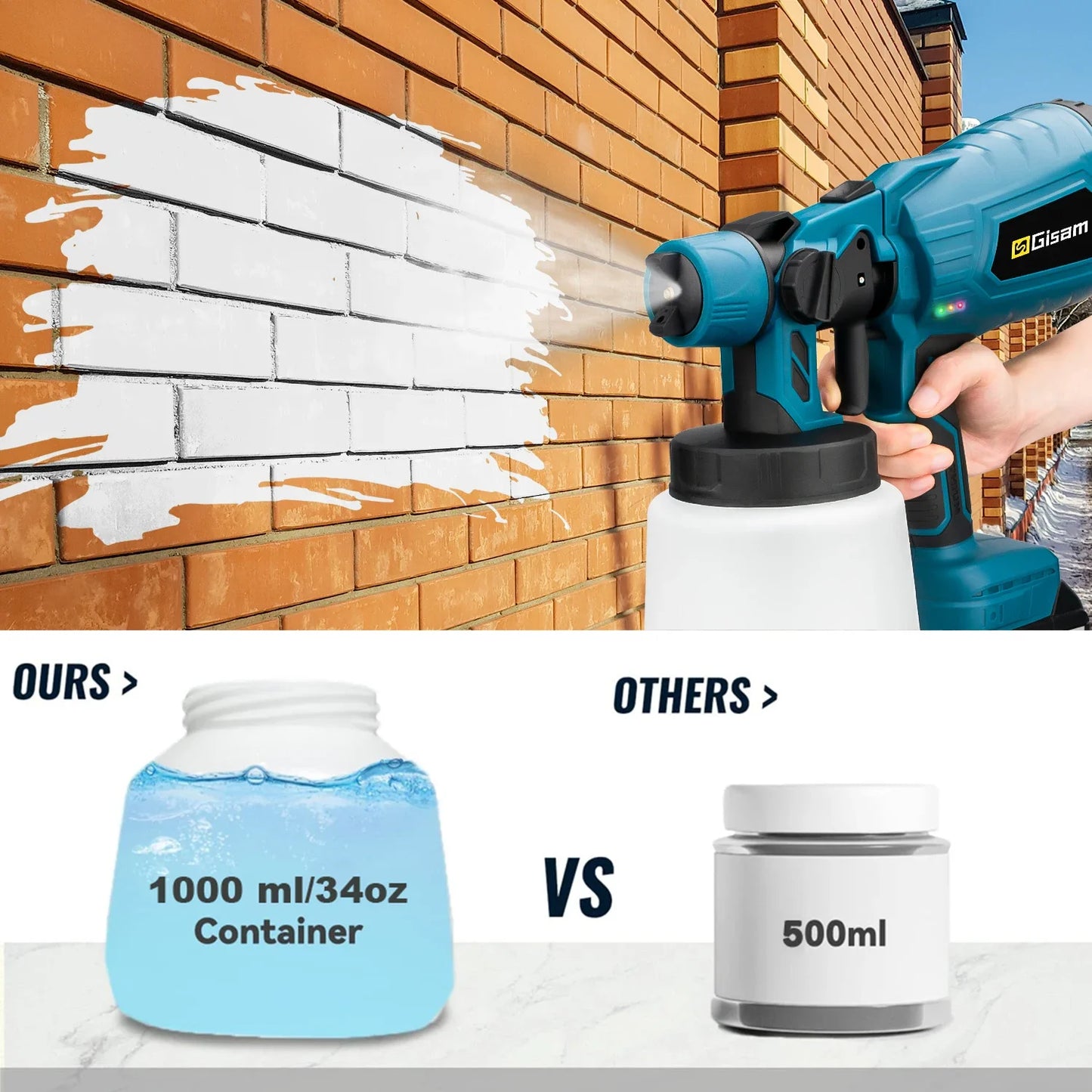 Pistolet pulv¨¦risateur ¨¦lectrique sans fil pour Makita, No Battery Blue,pulv¨¦risateur de peinture domestique, a¨¦rographe ¨¤ rev¨ºtement en acier pour meubles automobiles, batterie 18V, HVLP, 1000ml